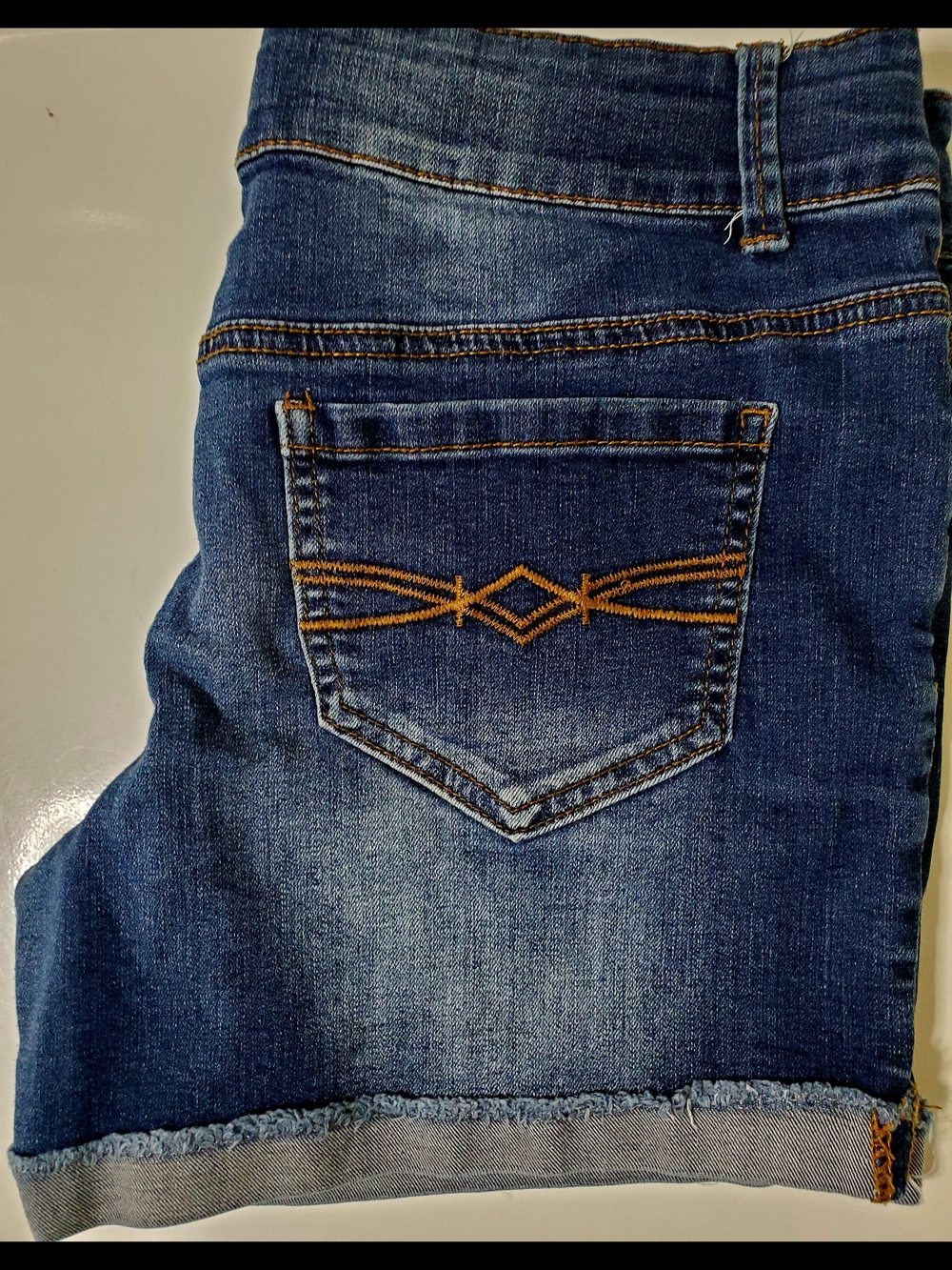 Girls Mudd Blue Denim Shorts with Orange Stitching